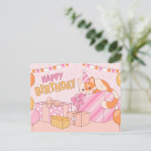 Carte postale joyeux anniversaire Kawaii (Debout devant)