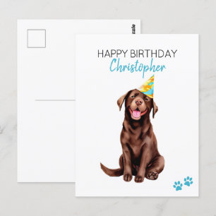 Carte Postale Joyeux Anniversaire Labrador Chocolat Personnalisé