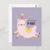 Carte Postale Joyeux Anniversaire Lama (Devant / Derrière)