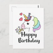 Carte Postale Joyeux Anniversaire Licorne – Création de Fête Ado (Devant / Derrière)
