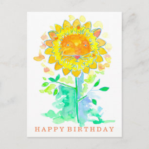Carte Postale Joyeux Anniversaire Lion Flower