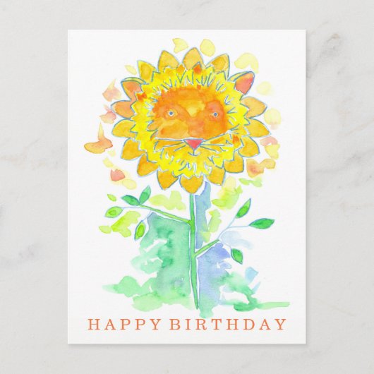 Carte Postale Joyeux Anniversaire Lion Flower (Devant)