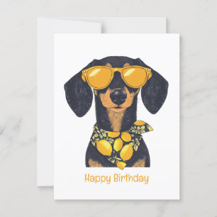 Carte Postale Joyeux Anniversaire Lunettes de soleil Chien Tecke