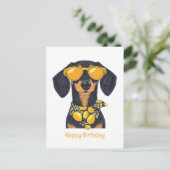 Carte Postale Joyeux Anniversaire Lunettes de soleil de chien Da (Debout devant)