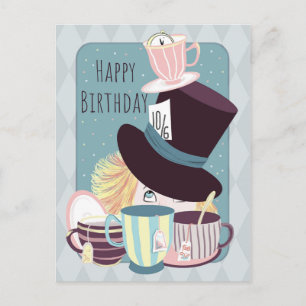 Carte Postale Joyeux anniversaire Mad Hatter Tea Party