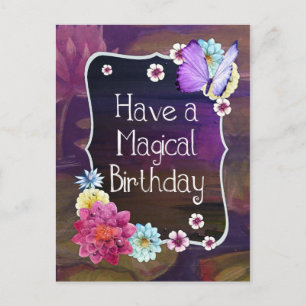 Carte Postale Joyeux Anniversaire Magique Art Floral Coloré
