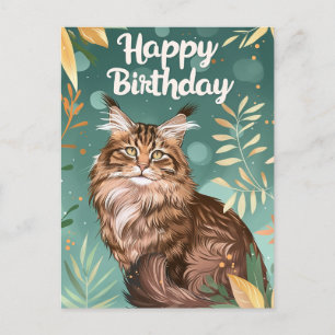 Carte Postale Joyeux Anniversaire Maine Coon