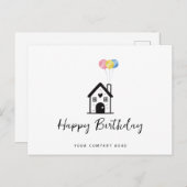 Carte Postale Joyeux Anniversaire Maison Ballons Immobilier (Devant / Derrière)