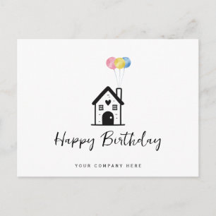 Carte Postale Joyeux Anniversaire Maison Ballons Immobilier