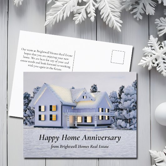 Carte Postale Joyeux Anniversaire Maison Maison d'Hiver Neige su