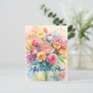 Carte Postale Joyeux Anniversaire Maman Bouquet d'aquarelle Cart