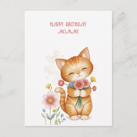 Carte Postale Joyeux anniversaire maman chat (Devant)