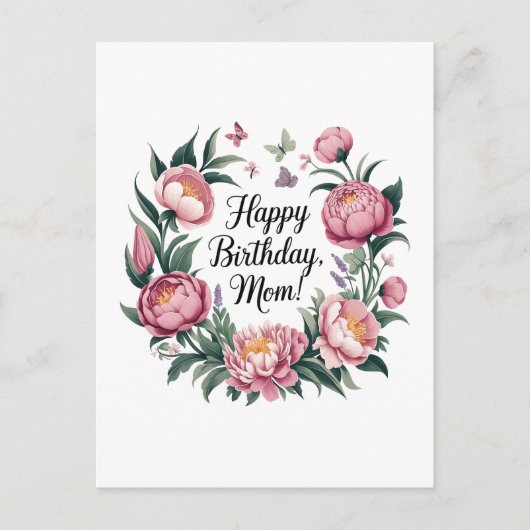 Carte Postale Joyeux anniversaire Maman Design Floral (Devant)