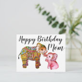 Carte Postale Joyeux anniversaire maman éléphant bohème mignon (Debout devant)