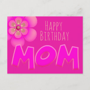 Carte Postale Joyeux Anniversaire maman en amusant, texte rose v