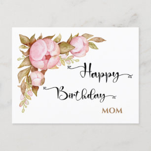 Carte Postale Joyeux Anniversaire maman Floral Aquarelle