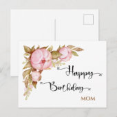 Carte Postale Joyeux Anniversaire maman Floral Aquarelle (Devant / Derrière)