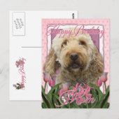 Carte Postale Joyeux anniversaire maman - Goldendoodle (Devant / Derrière)
