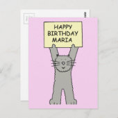 Carte Postale Joyeux anniversaire Maria Cartoon Chat (Devant / Derrière)