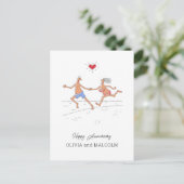 Carte Postale Joyeux anniversaire Mariage Couple Beach Heart (Debout devant)