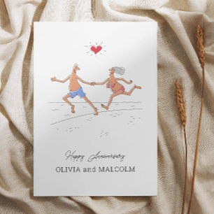 Carte Postale Joyeux anniversaire Mariage Couple Beach Heart