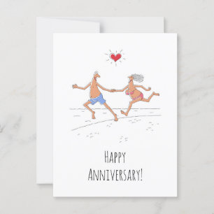 Carte Postale Joyeux anniversaire Mariage Couple Beach Heart