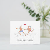 Carte Postale Joyeux anniversaire Mariage Couple Beach Red Heart (Debout devant)