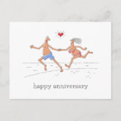 Carte Postale Joyeux anniversaire Mariage Couple Beach Red Heart (Devant)