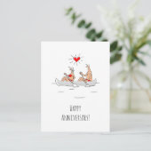 Carte Postale Joyeux anniversaire Mariage marié canot couple mar (Debout devant)