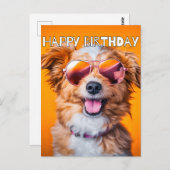 Carte Postale Joyeux Anniversaire mignon animal fête (Devant / Derrière)