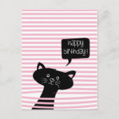 Carte Postale Joyeux Anniversaire mignon Chat noir (Devant)