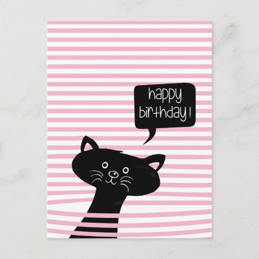 Carte Postale Joyeux Anniversaire mignon Chat noir (Devant)
