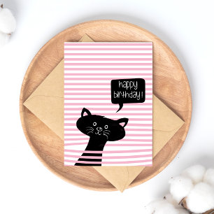 Carte Postale Joyeux Anniversaire mignon Chat noir