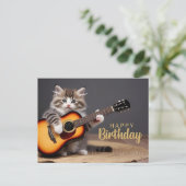 Carte Postale Joyeux Anniversaire Mignon Chatons Jouant de la Gu (Debout devant)