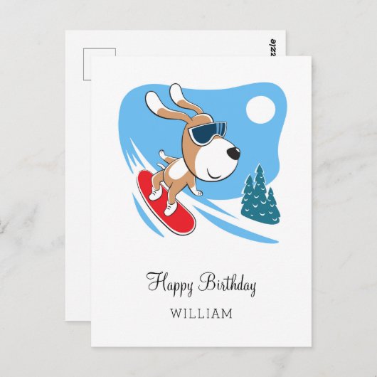 Carte Postale Joyeux anniversaire mignon Chien Chien Chiot Puppy (Devant / Derrière)