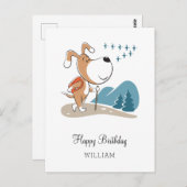 Carte Postale Joyeux Anniversaire mignon Chien Chien Randonnée C (Devant / Derrière)