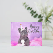 Carte Postale Joyeux Anniversaire Mignon Drôle Bouledogue França (Debout devant)