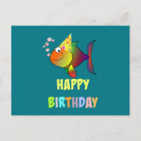 Joyeux anniversaire, mignon et coloré poisson cari