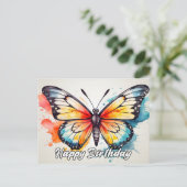 Carte Postale Joyeux Anniversaire Mignon Papillon Coloré Art (Debout devant)