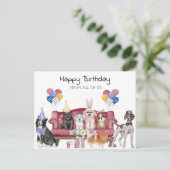 Carte Postale Joyeux Anniversaire Mignons Chiots  (Debout devant)