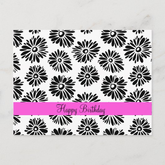 Carte Postale Joyeux Anniversaire Minimaliste Fleur de Marguerit (Devant)