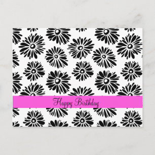 Carte Postale Joyeux Anniversaire Minimaliste Groovy Marguerite