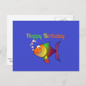 Carte Postale Joyeux Anniversaire, modèle de Bubbles le Poisson (Devant / Derrière)