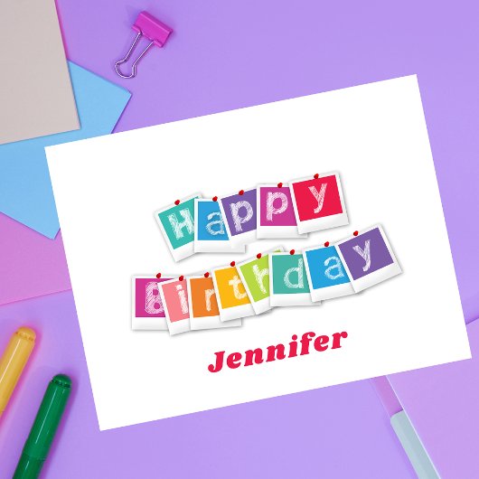 Carte Postale Joyeux Anniversaire Moderne et Coloré