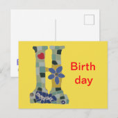 Carte Postale Joyeux Anniversaire Mosaïque Horizontal Cust. Cart (Devant / Derrière)