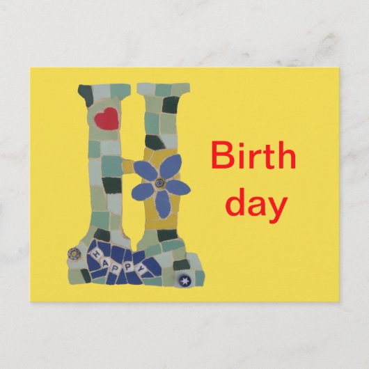 Carte Postale Joyeux Anniversaire Mosaïque Horizontal Cust. Cart (Devant)