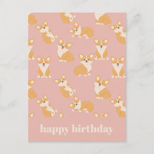 Carte Postale Joyeux Anniversaire Motif Mignon Corgi pour Amateu