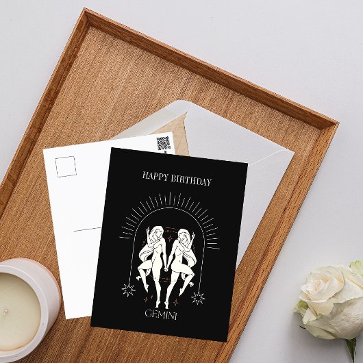 Carte Postale Joyeux Anniversaire Mystique Gémeaux Horoscope du 