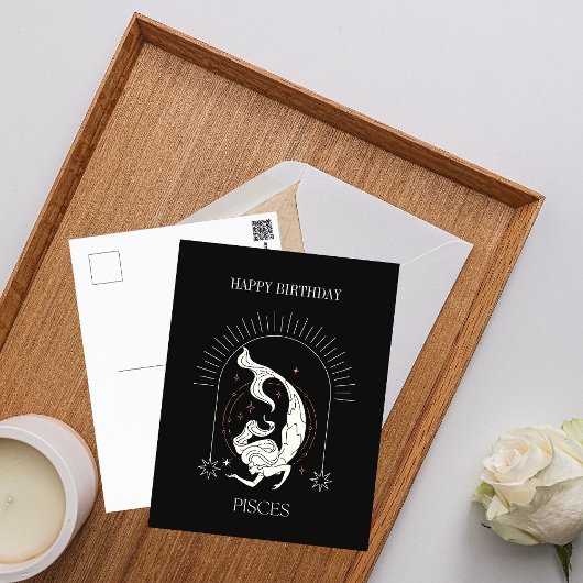 Carte Postale Joyeux Anniversaire Mystique Poissons Zodiac Horos