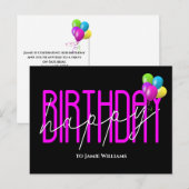 Carte Postale Joyeux Anniversaire Neon invitation  (Devant / Derrière)